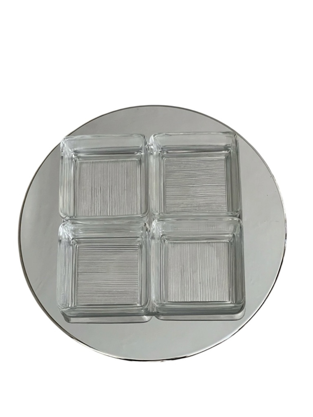 VTG Studio Nova 4 Section Glass Relish Server Chrome Tray Japan Appetizer NIB